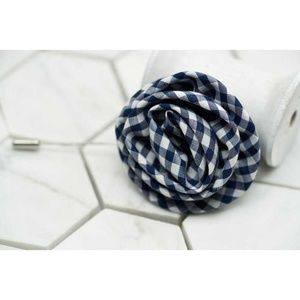 Dear Martian Mens Cotton Gingham Floral Lapel Pin